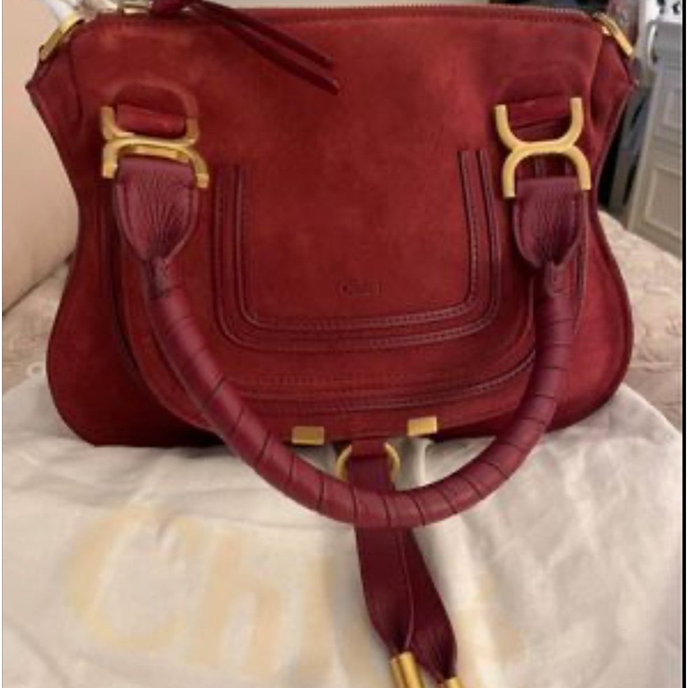 CHLOE SMALL MARCIE DARK RUBY SUEDE